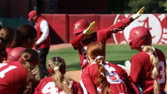 Mari Hubbard (81) celebrates as she heads home after a home run in fall ball (Oct. 17, 2026)