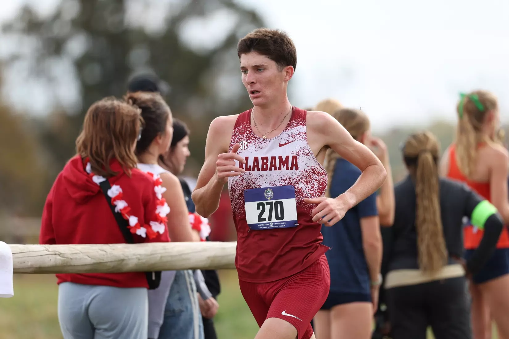 Alabama Track Athlete Jackson Hogsed competes during the SEC Cross Country Championships at Gans Creek Cross Country Course in Columbia, MO on Friday, Oct 30, 2026.