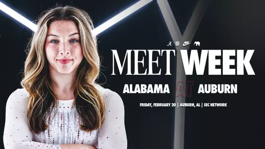 alabama gymnastics meet week graphic vs auburn