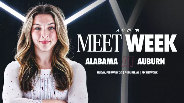 alabama gymnastics meet week graphic vs auburn