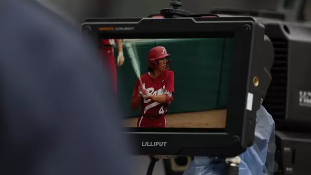 Salen Hawkins (47) shown on a TV camera viewfinder at LSU (April 6, 2025)