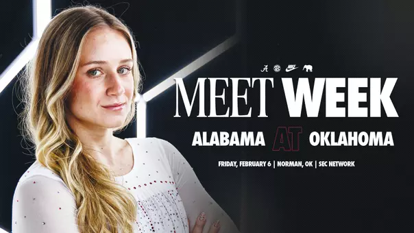alabama gymnastics vs oklahoma meet week preview graphic
