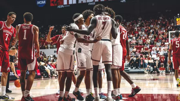 Men's Basketball Huddle vs. Arkansas