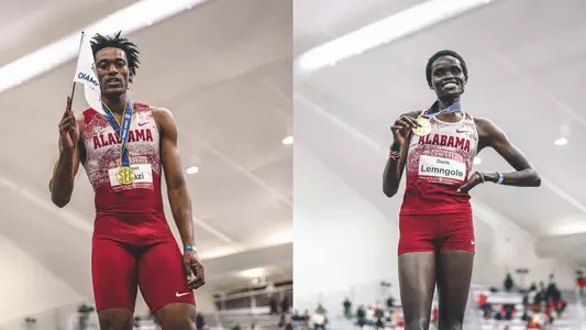 alabama track and field samuel ogazi and doris lemngole 2026 SEC indoor gold medalists