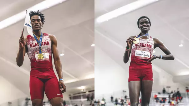 alabama track and field samuel ogazi and doris lemngole 2026 SEC indoor gold medalists