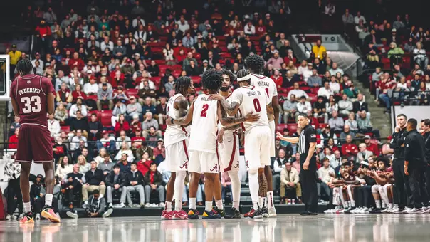 Men's Basketball Team Huddle vs. Texas A&M