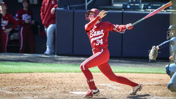 Marlie Giles (34) hits a home run vs. Villanova (Feb. 7, 2025)