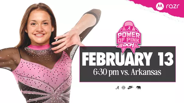 alabama gymnastics power of pink meet preview graphic