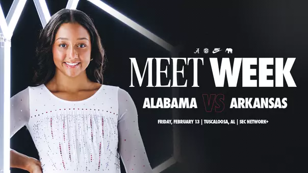 alabama gymnastics meet week graphic preview arkansas