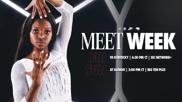 Alabama gymnastics meet week preview graphic