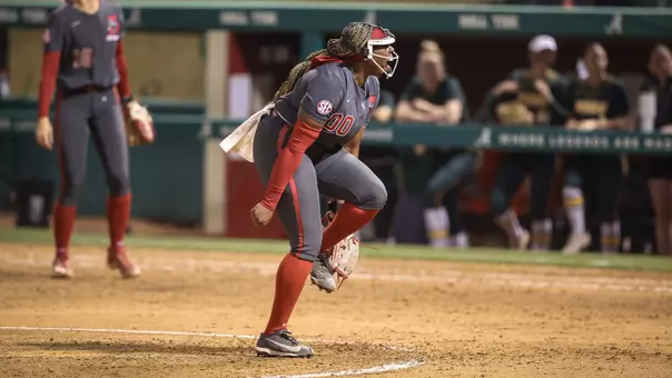 Vic Moten (00) stomps and celebrates after a strikeout vs. North Dakota State (March 28, 2026)