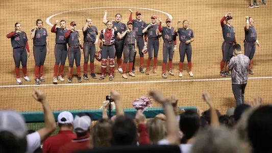 Alabama players celebrate with fans after beating North Dakota State (March 27, 2026)