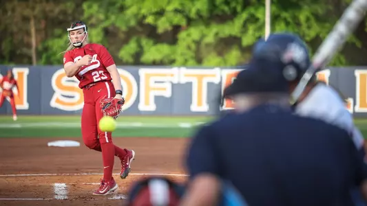 Jocelyn Briski (23) pitches vs. Auburn (April 10, 2026)