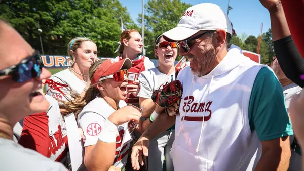Head Coach Patrick Murphy celebrates with his players after his 500th SEC win (April 11, 2026)