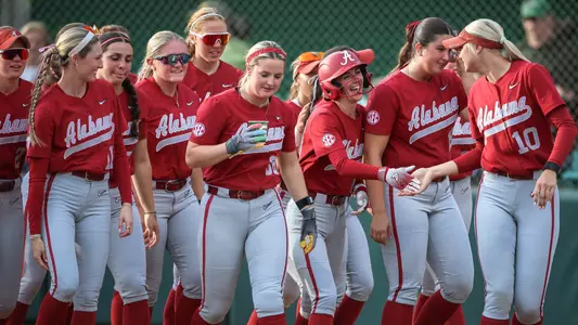 Lauren Johnson (88) celebrates with teammates after a home run vs. UAB (April 21, 2026)