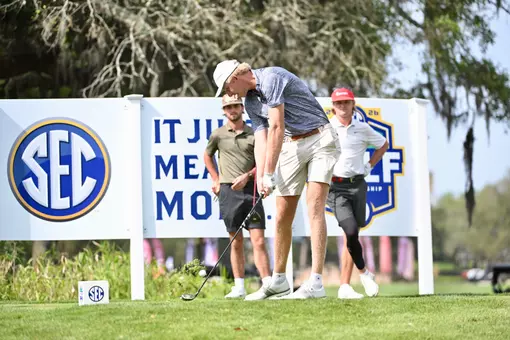 William Jennings tees off the 2026 SEC Championships opening round