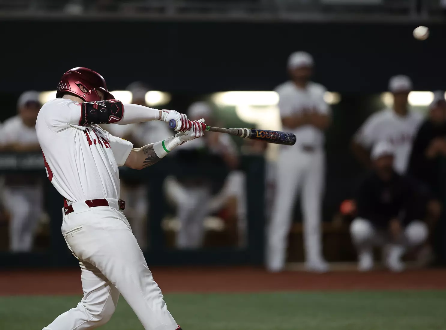 Alabama Baseball Player John Lemm (33) hits a walk off Homerun against Vanderbilt at Sewell-Thomas Stadium in Tuscaloosa, AL on Thursday, Apr 30, 2026.