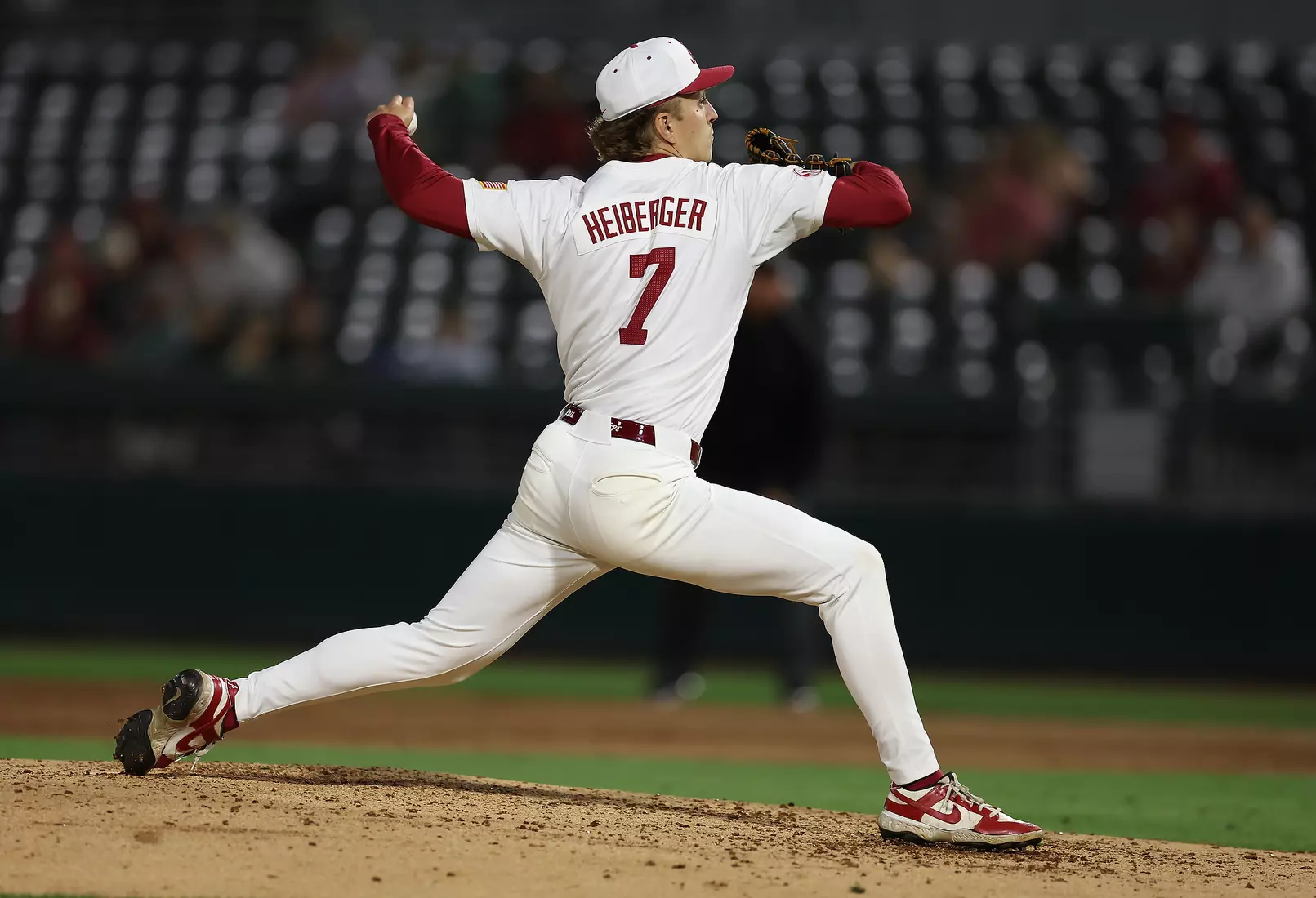 Alabama Baseball Player Matthew Heiberger (7) in action against Vanderbilt at Sewell-Thomas Stadium in Tuscaloosa, AL on Thursday, Apr 30, 2026.