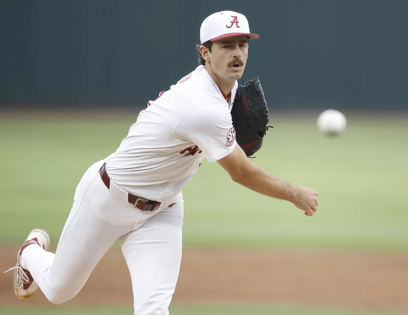 Alabama Baseball Player Tyler Fay (8) in action against Vanderbilt at Sewell-Thomas Stadium in Tuscaloosa, AL on Thursday, Apr 30, 2026.