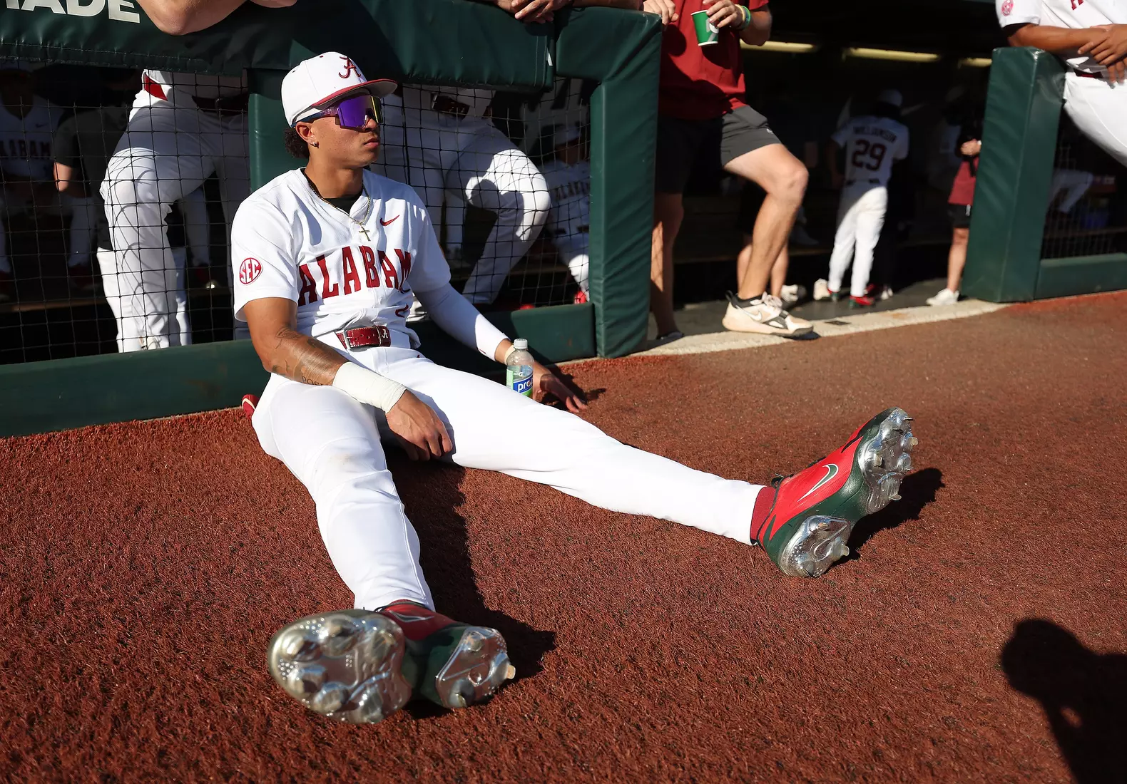 Alabama Baseball Player Justin Lebron (1) during pre game against Ole Miss at Sewell-Thomas Stadium in Tuscaloosa, AL on Thursday, May 14, 2026.