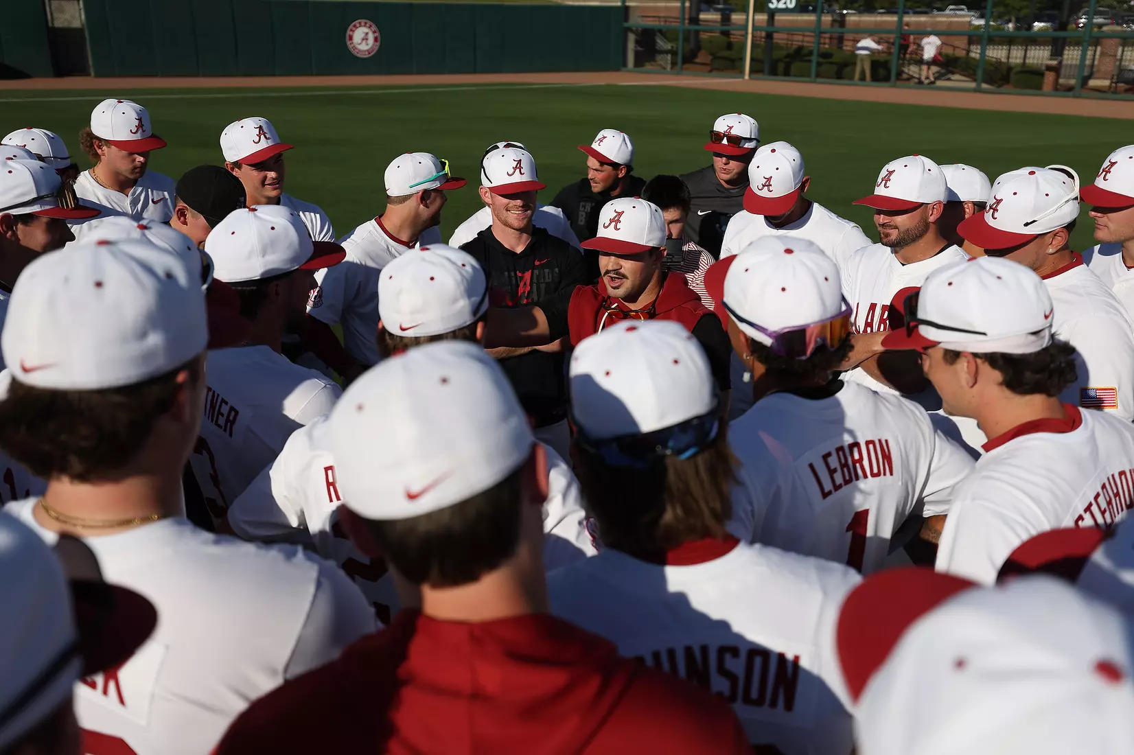 The University of Alabama Baseball Team during pre game against Ole Miss at Sewell-Thomas Stadium in Tuscaloosa, AL on Thursday, May 14, 2026.