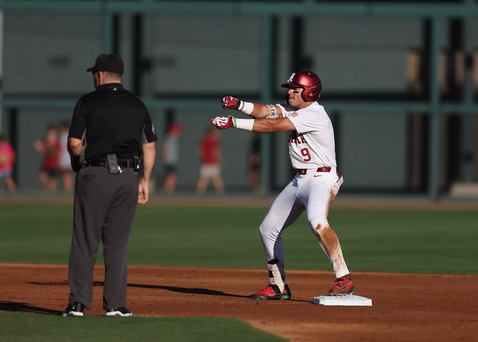 Alabama Baseball Player Bryce Fowler (9) in action against Ole Miss at Sewell-Thomas Stadium in Tuscaloosa, AL on Thursday, May 14, 2026.