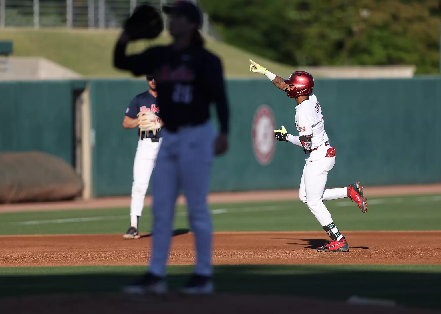 Alabama Baseball Player Justin Lebron (1) in action against Ole Miss at Sewell-Thomas Stadium in Tuscaloosa, AL on Thursday, May 14, 2026.