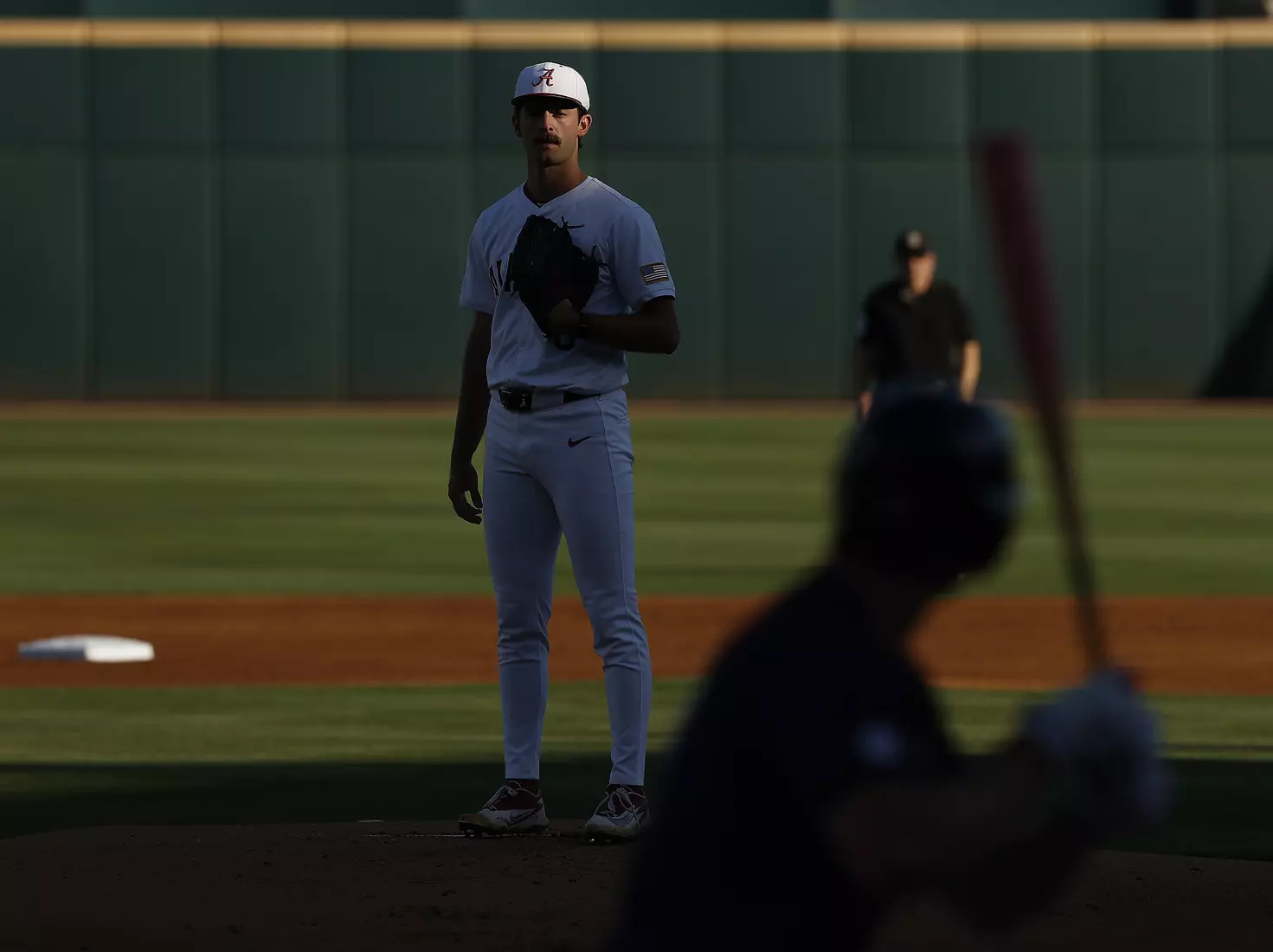 Alabama Baseball Player Tyler Fay (8) in action against Ole Miss at Sewell-Thomas Stadium in Tuscaloosa, AL on Thursday, May 14, 2026.
