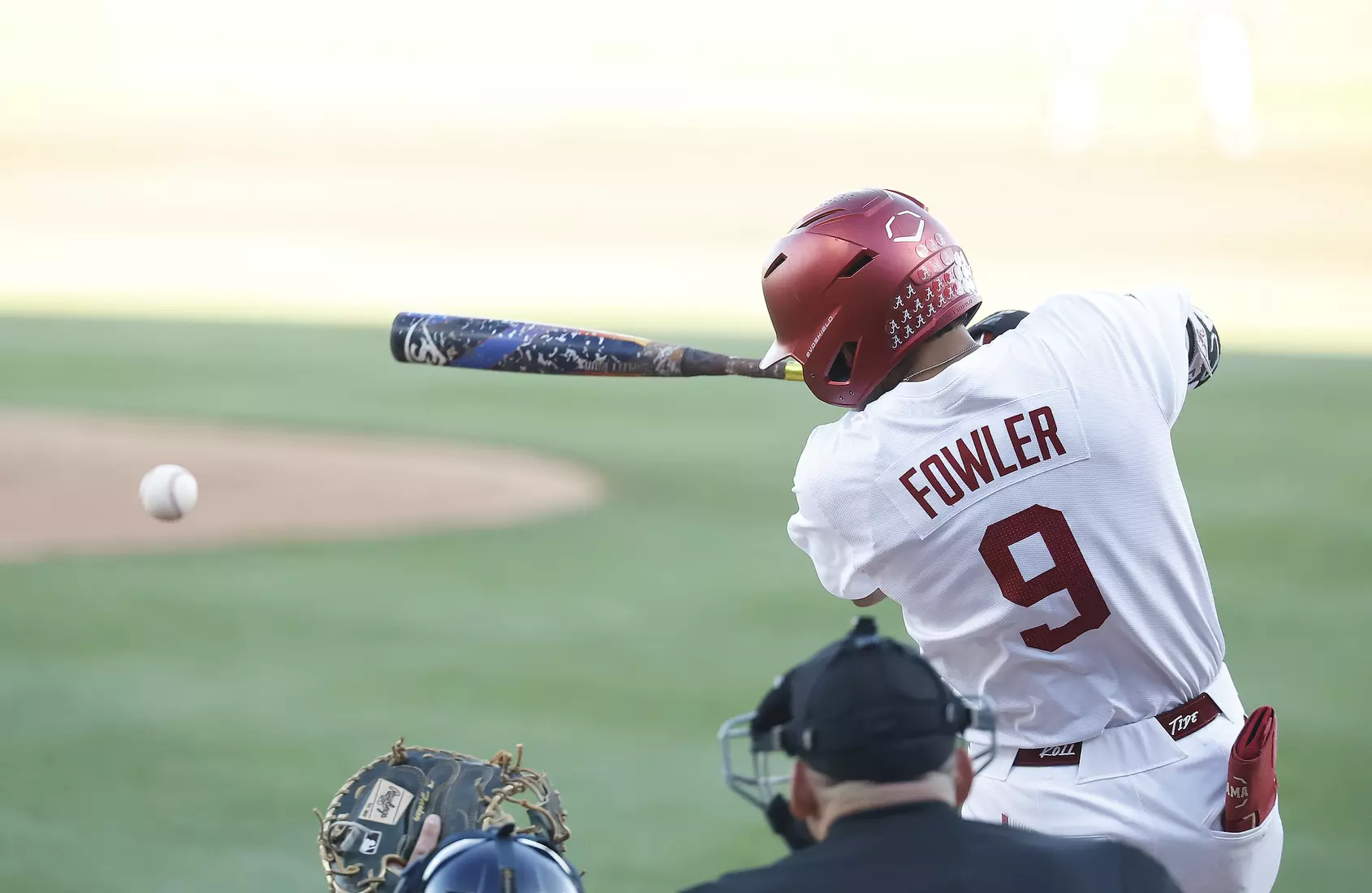 Alabama Baseball Player Bryce Fowler (9) in action against Ole Miss at Sewell-Thomas Stadium in Tuscaloosa, AL on Thursday, May 14, 2026.