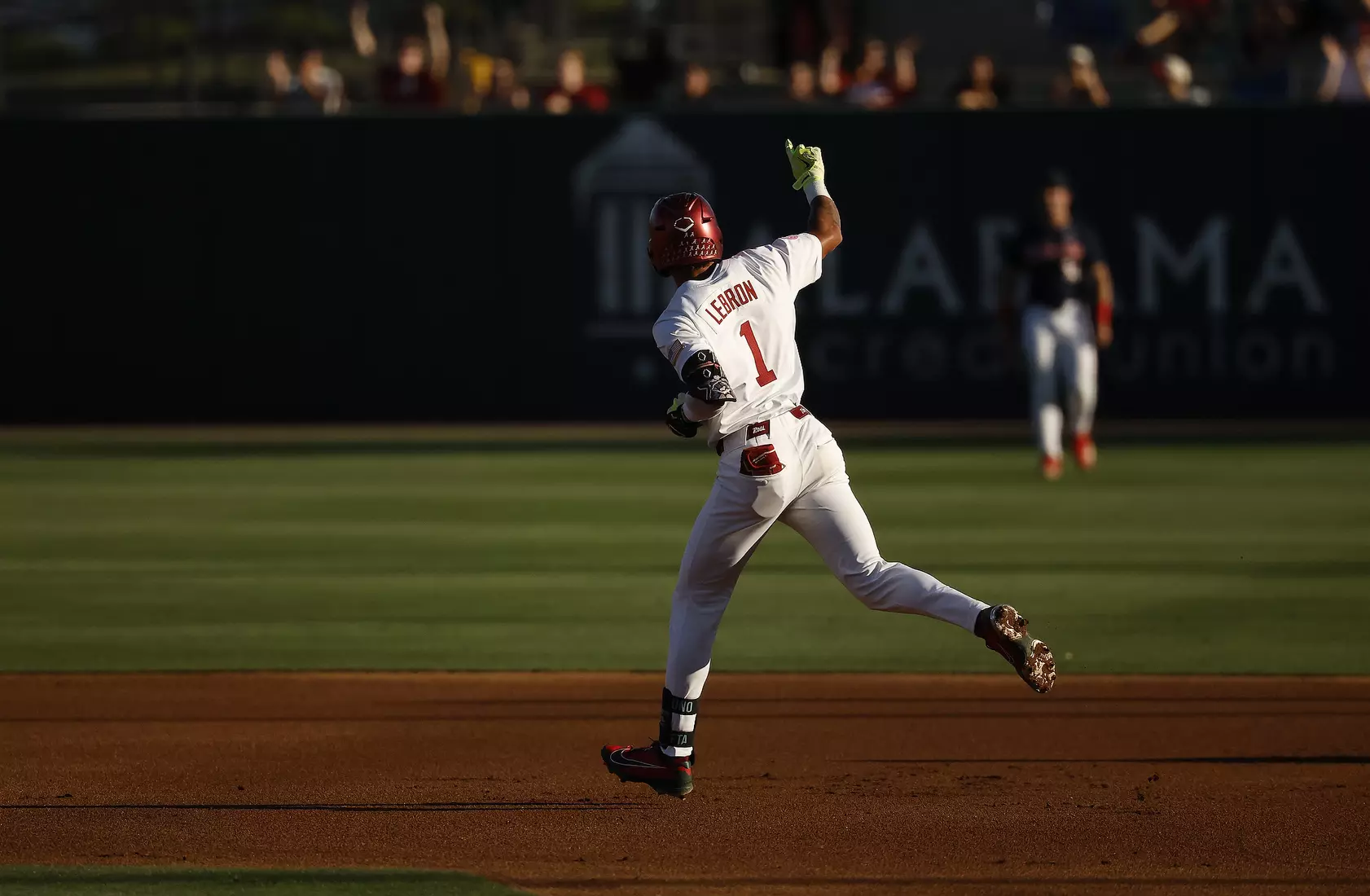 Alabama Baseball Player Justin Lebron (1) in action against Ole Miss at Sewell-Thomas Stadium in Tuscaloosa, AL on Thursday, May 14, 2026.