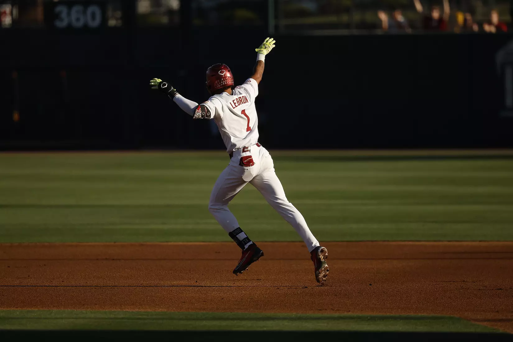 Alabama Baseball Player Justin Lebron (1) in action against Ole Miss at Sewell-Thomas Stadium in Tuscaloosa, AL on Thursday, May 14, 2026.