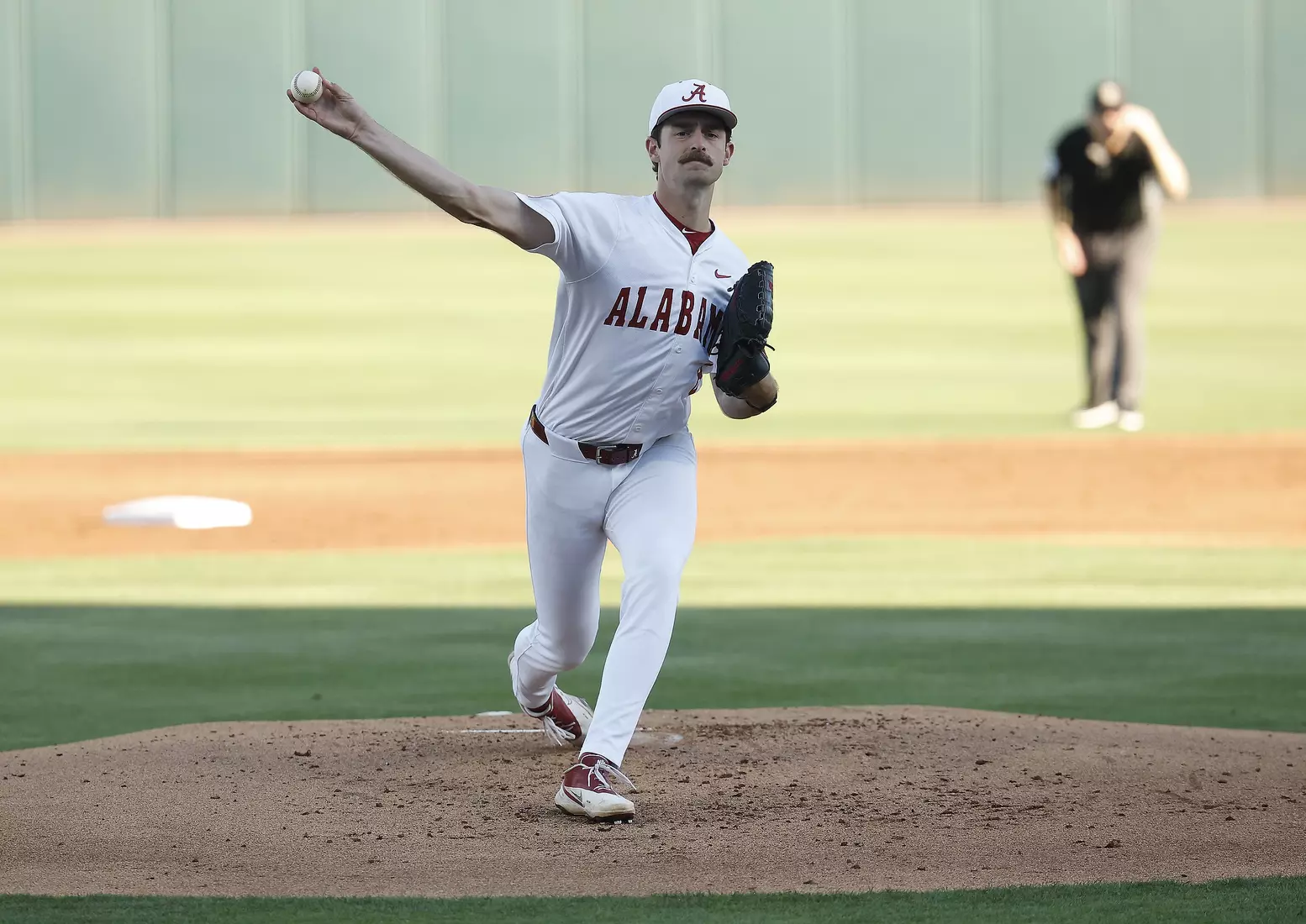 Alabama Baseball Player Tyler Fay (8) in action against Ole Miss at Sewell-Thomas Stadium in Tuscaloosa, AL on Thursday, May 14, 2026.