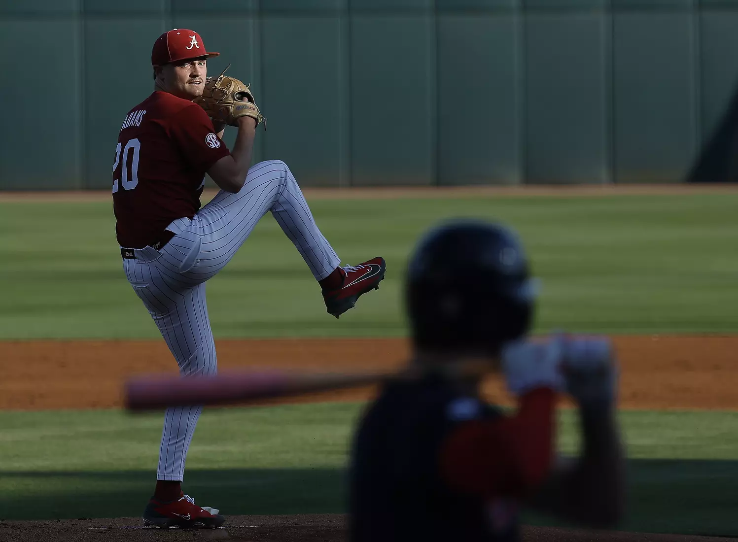 Alabama Baseball Player Zane Adams (20) in action against Ole Miss at Sewell-Thomas Stadium in Tuscaloosa, AL on Friday, May 15, 2026.