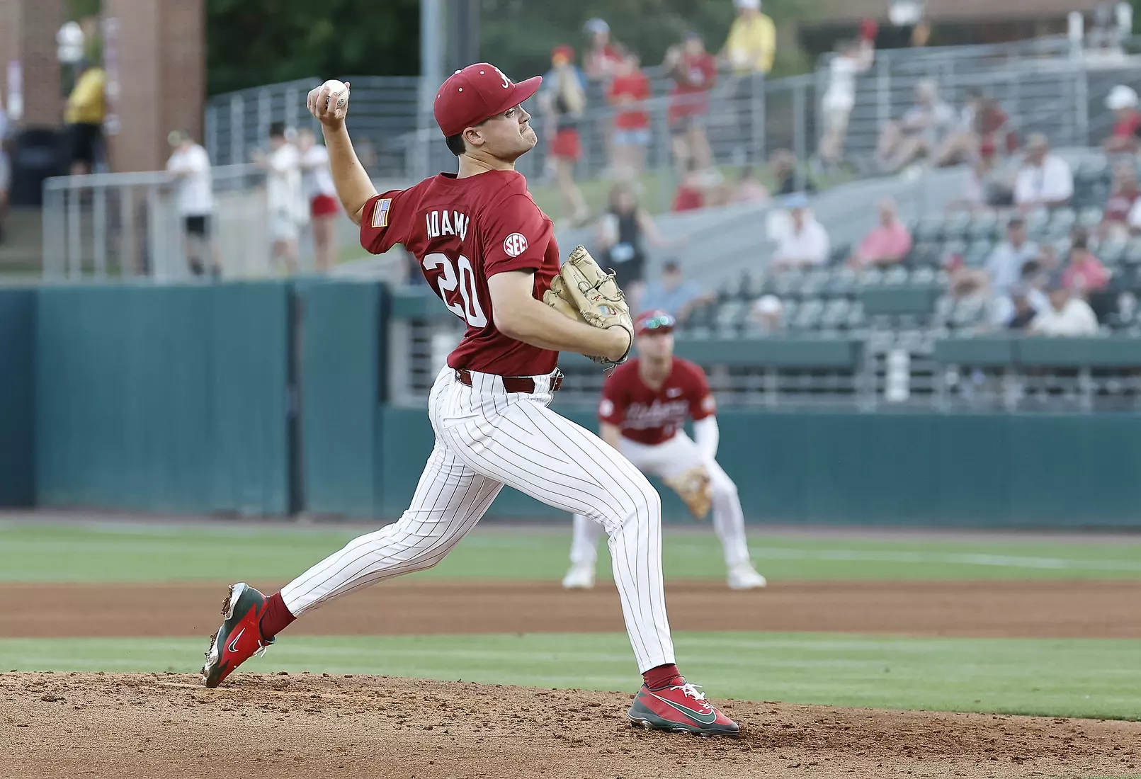 Alabama Baseball Player Zane Adams (20) in action against Ole Miss at Sewell-Thomas Stadium in Tuscaloosa, AL on Friday, May 15, 2026.