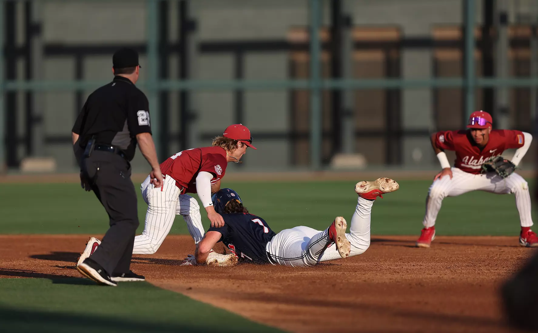 Alabama Baseball Player Brennan Holt (4) in action against Ole Miss at Sewell-Thomas Stadium in Tuscaloosa, AL on Friday, May 15, 2026.