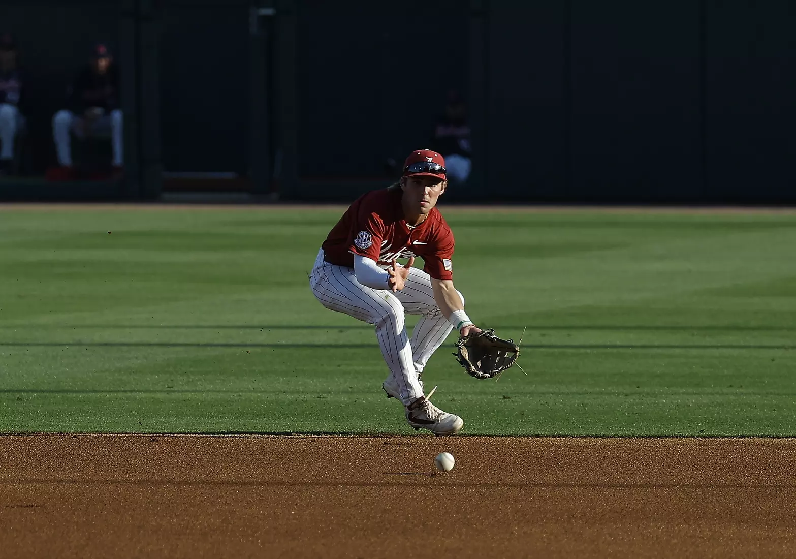 Alabama Baseball Player Brennan Holt (4) in action against Ole Miss at Sewell-Thomas Stadium in Tuscaloosa, AL on Friday, May 15, 2026.