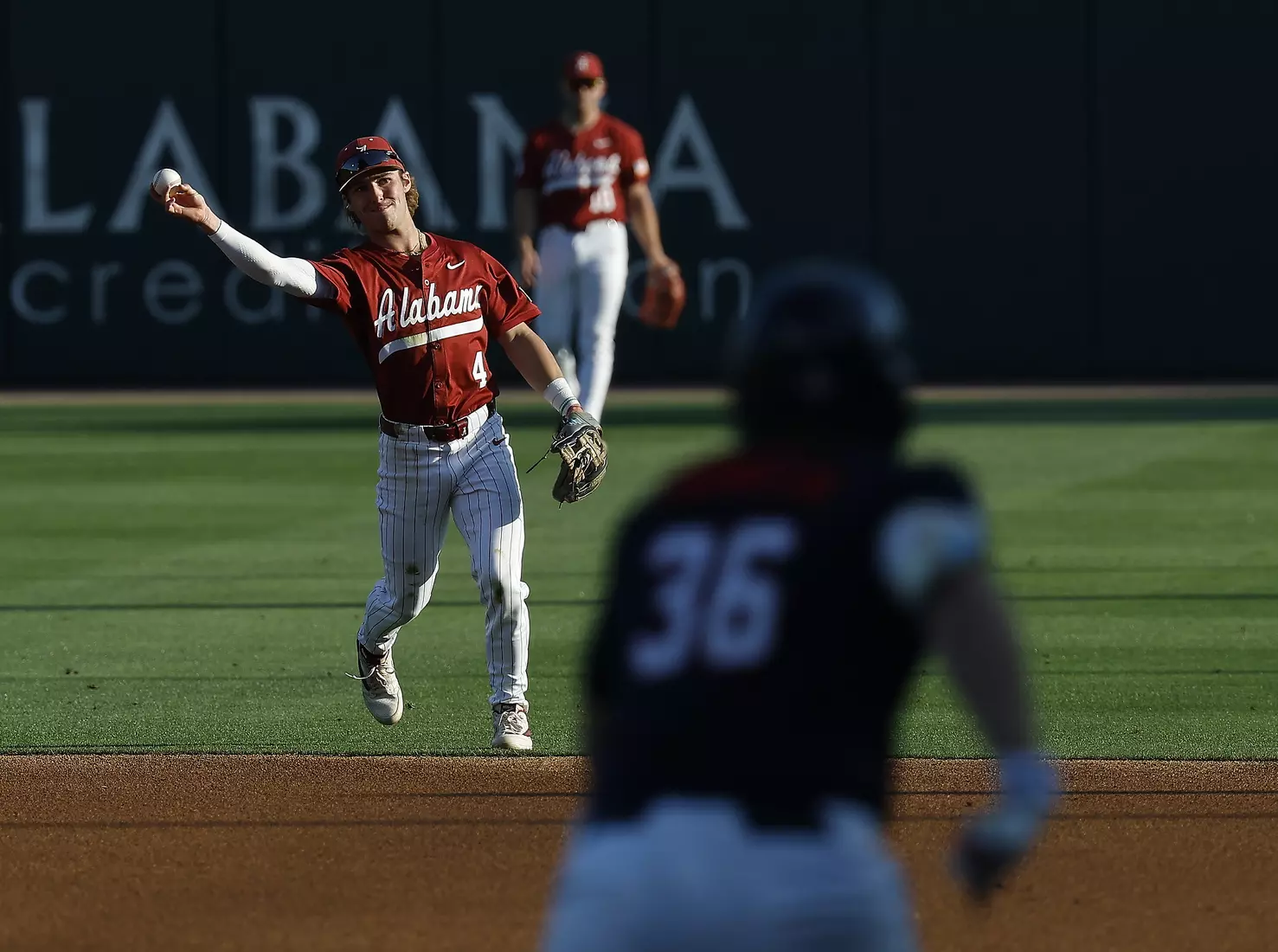 Alabama Baseball Player Brennan Holt (4) in action against Ole Miss at Sewell-Thomas Stadium in Tuscaloosa, AL on Friday, May 15, 2026.