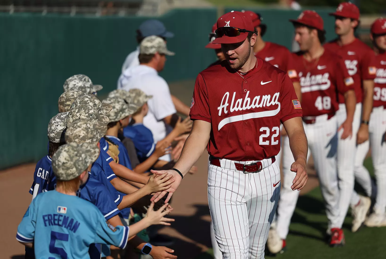 Alabama Baseball Player Will Rhine (22) during pre game against Ole Miss at Sewell-Thomas Stadium in Tuscaloosa, AL on Friday, May 15, 2026.