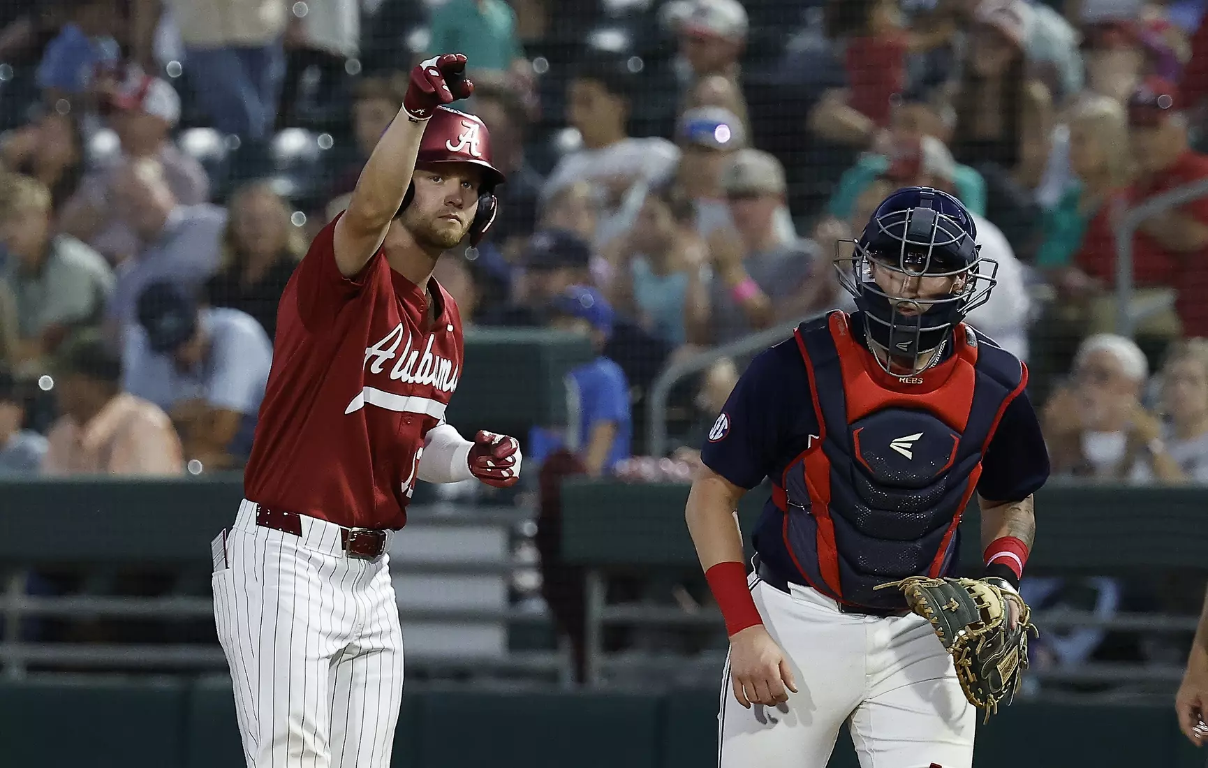 Alabama Baseball Player Luke Vaughn (13) in action against Ole Miss at Sewell-Thomas Stadium in Tuscaloosa, AL on Friday, May 15, 2026.