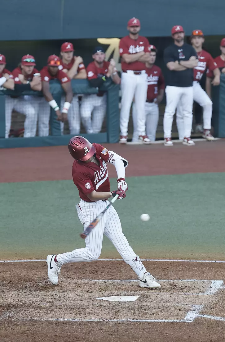 Alabama Baseball Player Luke Vaughn (13) in action against Ole Miss at Sewell-Thomas Stadium in Tuscaloosa, AL on Friday, May 15, 2026.