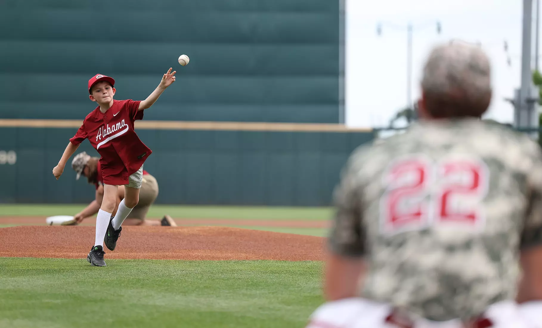 First pitch action during pre game against Ole Miss at Sewell-Thomas Stadium in Tuscaloosa, AL on Saturday, May 16, 2026.