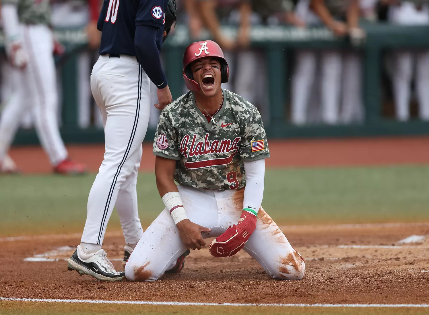 Alabama Baseball Player Bryce Fowler (9) in action against Ole Miss at Sewell-Thomas Stadium in Tuscaloosa, AL on Saturday, May 16, 2026.