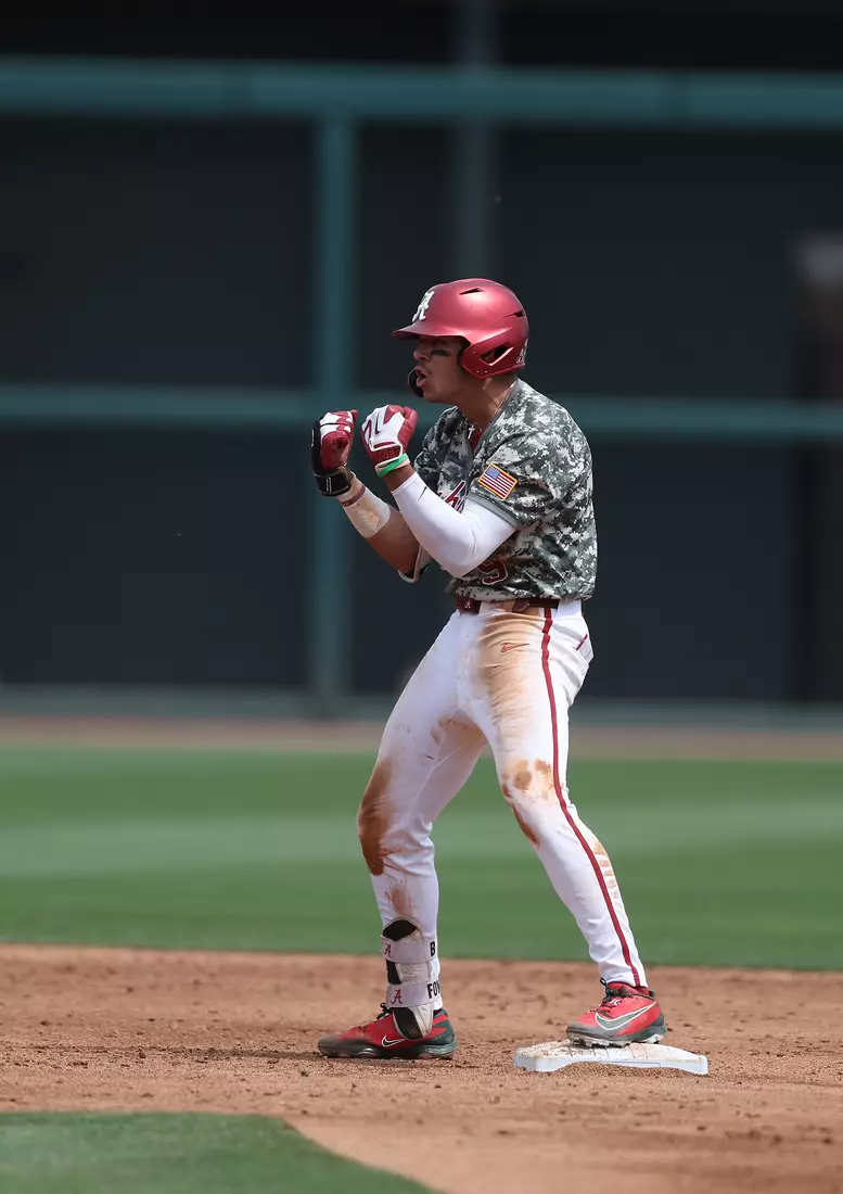Alabama Baseball Player Bryce Fowler (9) in action against Ole Miss at Sewell-Thomas Stadium in Tuscaloosa, AL on Saturday, May 16, 2026.