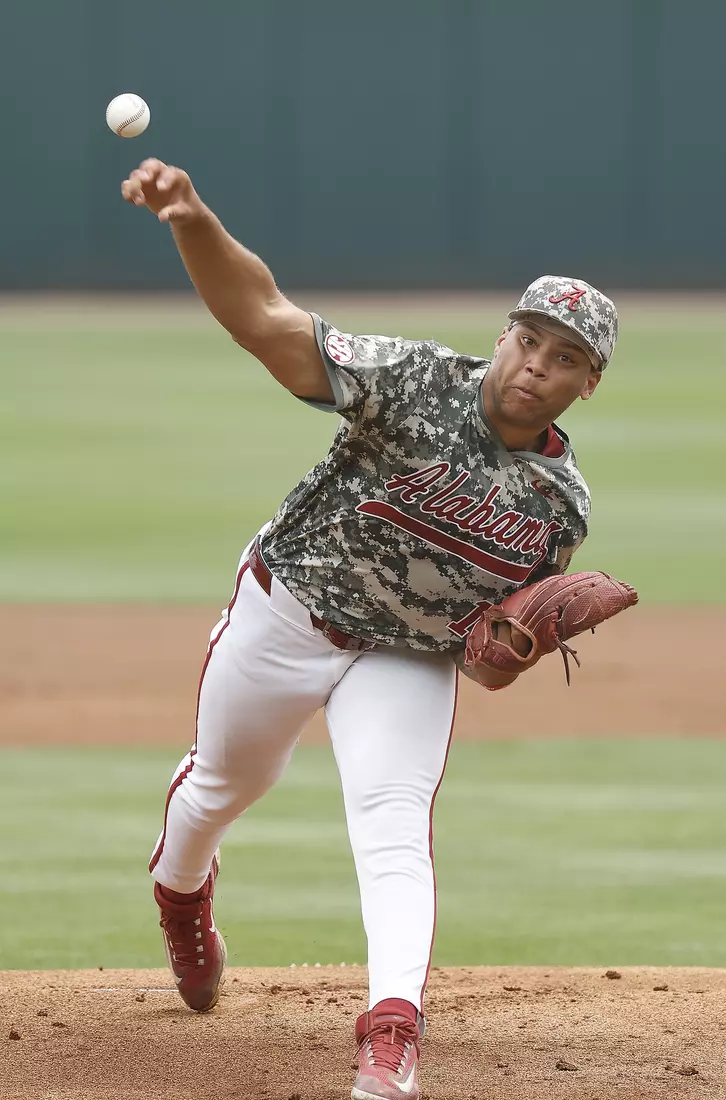 Alabama Baseball Player Myles Upchurch (11) in action against Ole Miss at Sewell-Thomas Stadium in Tuscaloosa, AL on Saturday, May 16, 2026.