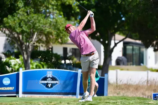 William Jennings tees off a par 3 at the 2026 NCAA Men's Golf Championships