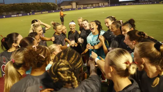 Alabama soccer players cheering pregame vs. LSU (Aug. 5, 2026)