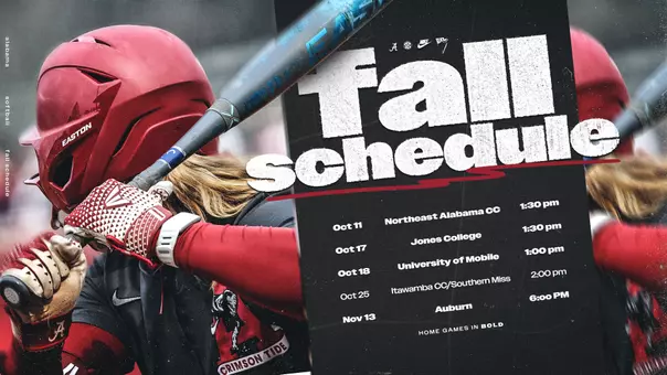 2026 Alabama Softball fall schedule graphic
