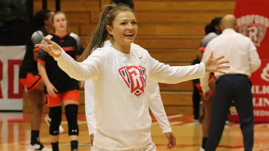 Jen smiling in warm ups vs. Campbell