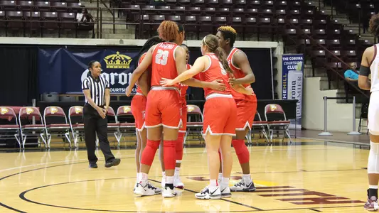 Team huddle at Winthrop 19-20