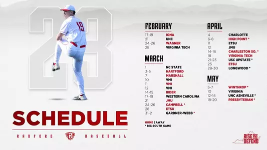 2023 Radford Baseball Schedule